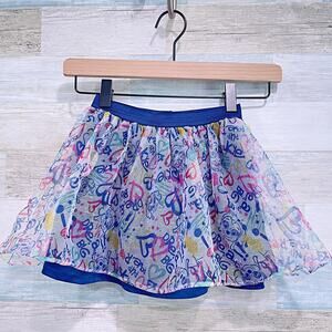 PAW PATROL Graffiti Glitter Tulle Tutu Skirt Blue Skye Hearts Toddler Girls 5T
